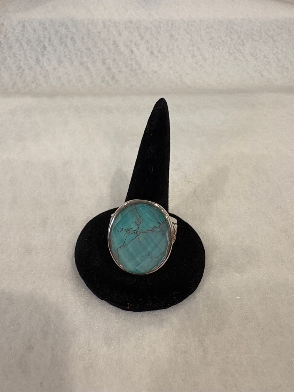 Turquoise Oval Doublet Silver Ring